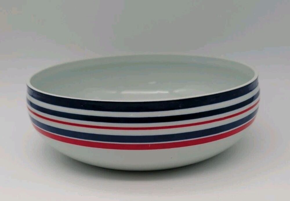 Block Hearthstone China Chili 8-in Serving Bowl Portugal Blue Red White Striped
